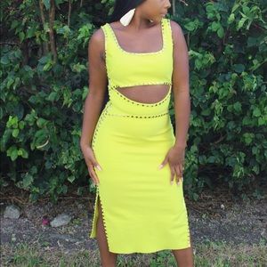 Yellow Studded Midi Dress